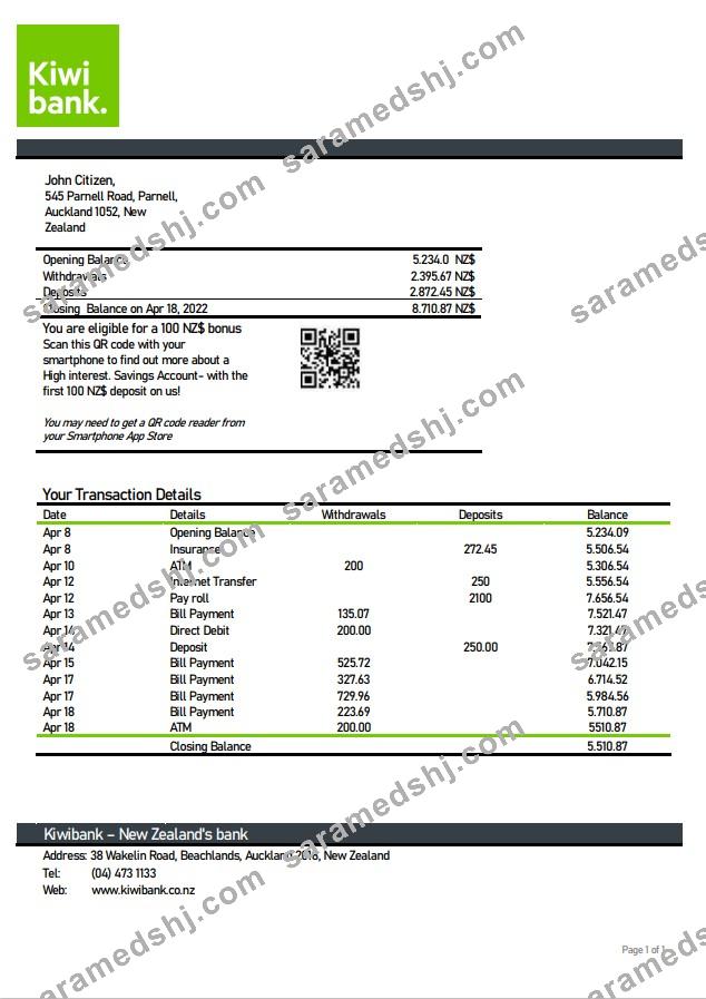 New Zealand Kiwibank statement